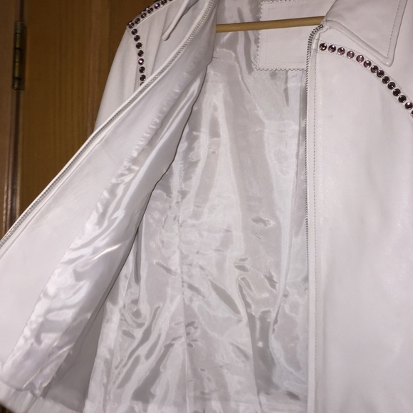 Leather Rhinestone EUC Western Jacket w/ Buckles w/ full Zip front cuffs pockets - Picture 6 of 8